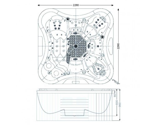 Гидромассажный бассейн IQUE Eden 2310-EP (WiFi) 229x229 см Гидромассажный бассейн IQUE Eden 2310-EP (WiFi) 229x229 см