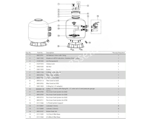 Фильтр Aquaviva S700 (19 м3/ч, D710) для бассейна