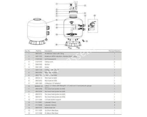 Фильтр Aquaviva S700 (19 м3/ч, D710) для бассейна Фильтр Aquaviva S700 (19 м3/ч, D710) для бассейна