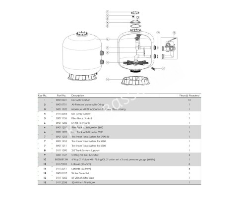Фильтр Aquaviva S900 (30 м3/ч, D920) для бассейна Фильтр Aquaviva S900 (30 м3/ч, D920) для бассейна