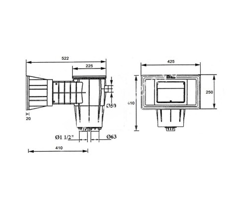 Скиммер под бетон Wide KRIPSOL SKA.C для бассейна