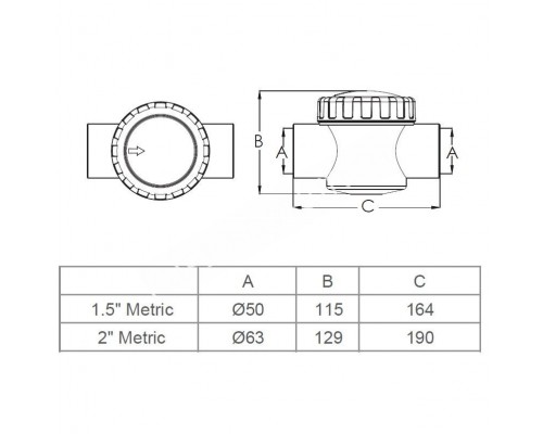 Обратный клапан Aquaviva V50-1 (E) 63 мм для бассейна Обратный клапан Aquaviva V50-1 (E) 63 мм для бассейна