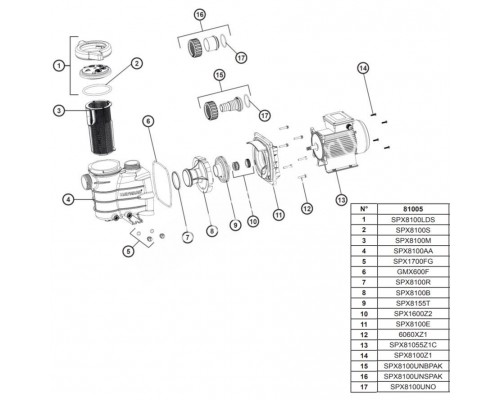 Насос Hayward PL 81005 (220V, пф, 13m3/h*8m, 0,75kW, 0,75HP) для бассейна