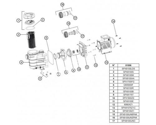 Насос Hayward PL 81006 (220В, 15 м3/ч, 1HP) для бассейна