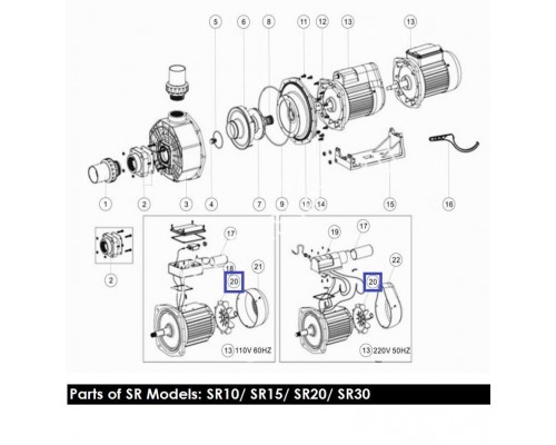  Крыльчатка вентилятора насоса Aquaviva SB/SR20/30 1031006