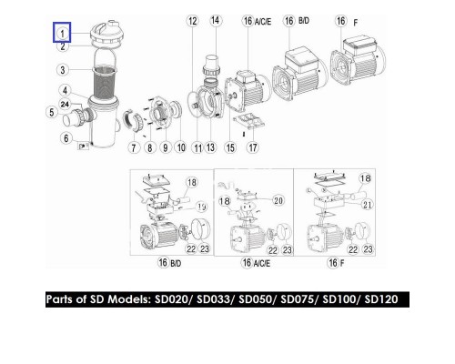 Крышка для насосов Aquaviva серии SC/SD (01041043)