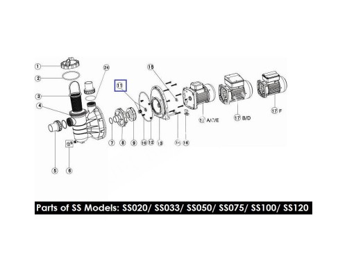Сальник для насосов Aquaviva серии SS/SD/ST/SP 04015002