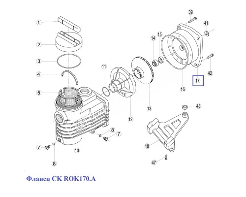 Крышка задняя (фланец) насоса OK, CK - ROK 170.A для бассейна