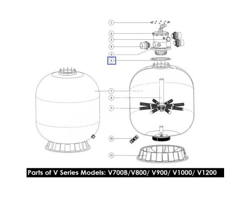 Резиновая прокладка под 6-поз кран для фильтра Aquaviva V700 - V900