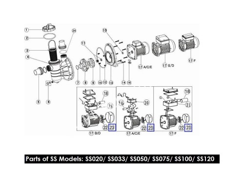 Крышка защиты крыльчатки вентилятора насоса Aquaviva SD/SQ/SS/ST 050-120 (1031010)
