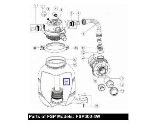 Дюзовая коробка с трубой для фильтров Aquaviva FSP300 (89030205)