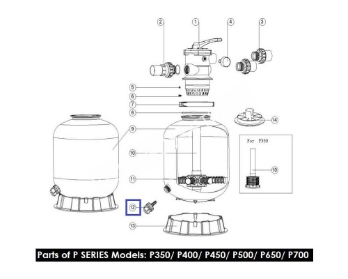 Дренажный клапан для фильтров Aquaviva серии MFV, MFS, P, SP (89011601)
