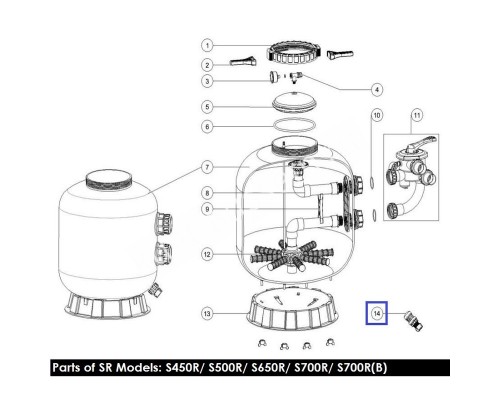 Дренажный клапан для фильтров Aquaviva серии V, S (89010107)