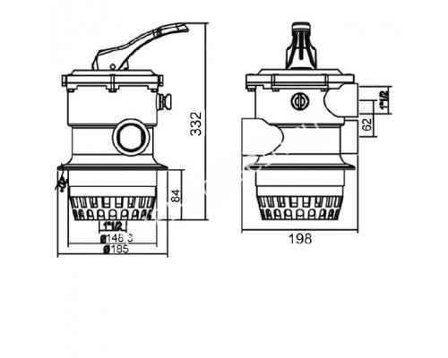 Кран шестиходовый Aquaviva MPV01 (1,5") верхний