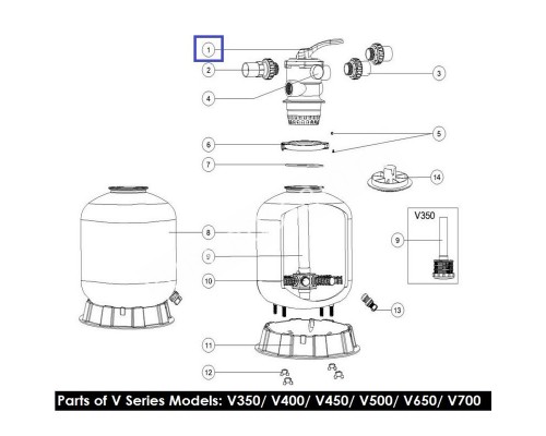 Кран шестиходовый Aquaviva MPV01 (1,5") верхний