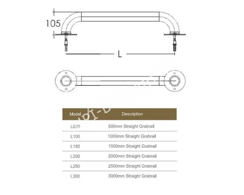Поручень для бассейна Emaux 2.0m L200 AISI-316