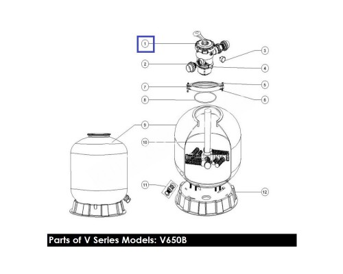 Кран шестиходовой Aquaviva MPV02 (2'') верхний