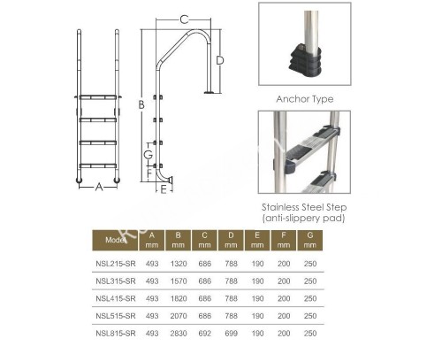 Лестница Aquaviva Standard NSL215-SR (2 ступ.) Лестница Aquaviva Standard NSL215-SR (2 ступ.)