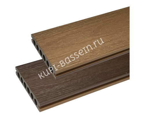 Террасная доска ДПК Co-Extrusion двусторонняя Грецкий Орех/Тик 135x23x3600мм