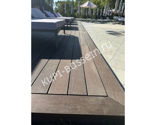 Террасная доска ДПК Co-Extrusion двусторонняя Грецкий Орех/Тик 135x23x3600мм