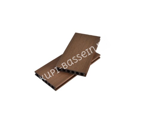 Террасная доска ДПК Co-Extrusion двусторонняя Грецкий Орех/Тик 135x23x3600мм