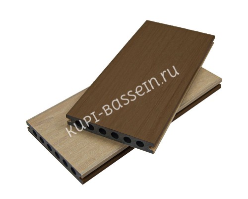 Террасная доска ДПК Co-Extrusion двусторонняя Грецкий Орех/Тик 135x23x3600мм
