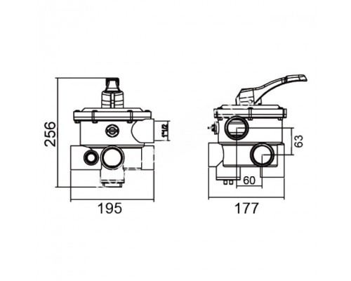 Кран шестиходовой Aquaviva MPV03 (1,5") боковой (88280811B) черный