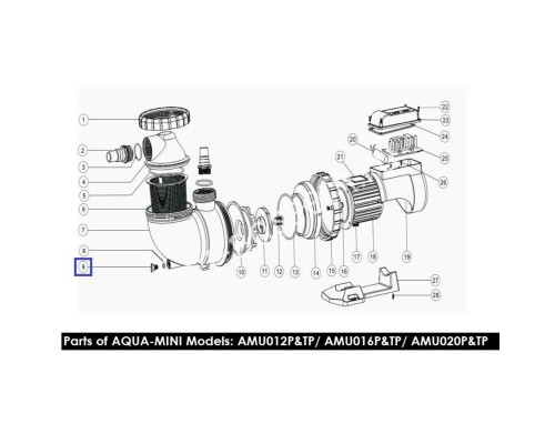 Пробка слива Aquaviva для бассейна с уплотнительным кольцом MPV и насосов
