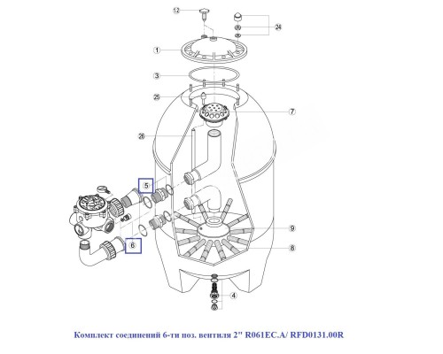 Комплект соединений 6-ти поз. вентиля 2" R061EC.A/ RFD0131.00R Комплект соединений 6-ти поз. вентиля 2" R061EC.A/ RFD0131.00R