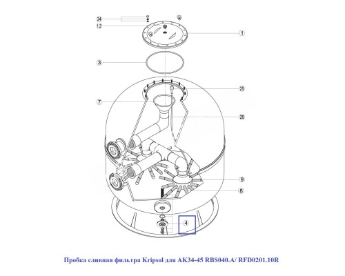 Пробка сливная фильтра Kripsol для AK34-45 RBS040.A/ RFD0201.10R для бассейна Пробка сливная фильтра Kripsol для AK34-45 RBS040.A/ RFD0201.10R для бассейна