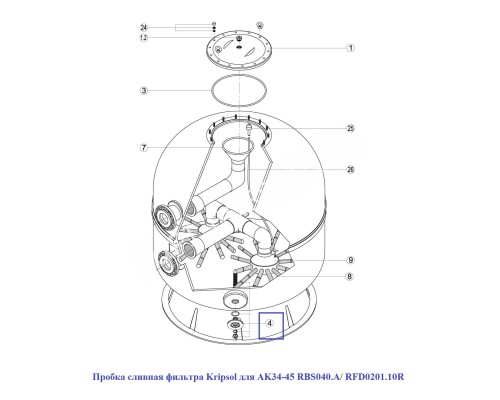 Пробка сливная фильтра Kripsol для AK34-45 RBS040.A/ RFD0201.10R для бассейна
