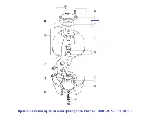 Прокладка-кольцо крышки бочки фильтра San sebastian для бассейна RBR 030.A/RFD0100.11R
