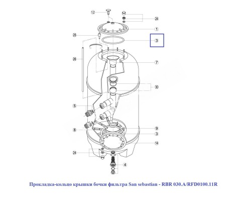 Прокладка-кольцо крышки бочки фильтра San sebastian для бассейна RBR 030.A/RFD0100.11R Прокладка-кольцо крышки бочки фильтра San sebastian для бассейна RBR 030.A/RFD0100.11R