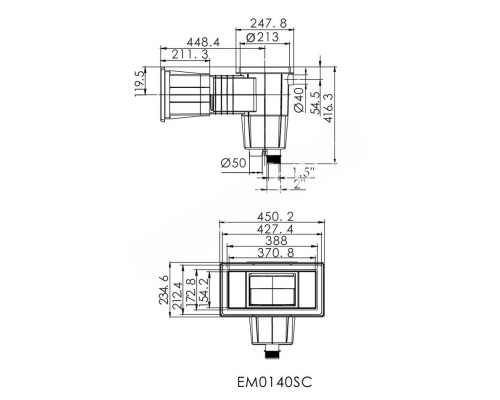 Скиммер под бетон Aquaviva EM0140-SС Wide для бассейна