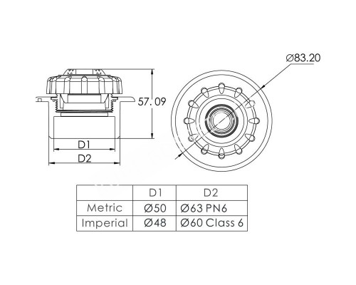 Форсунка стеновая под бетон Aquaviva EM4409 (63 мм) для бассейна