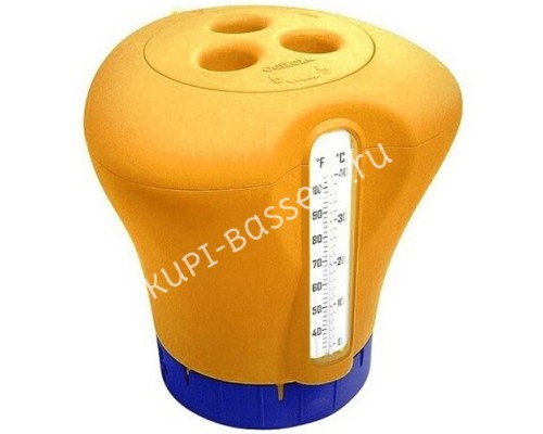 Дозатор Kokido K619BU (табл. 75 мм) оранжевый с термометром для бассейна