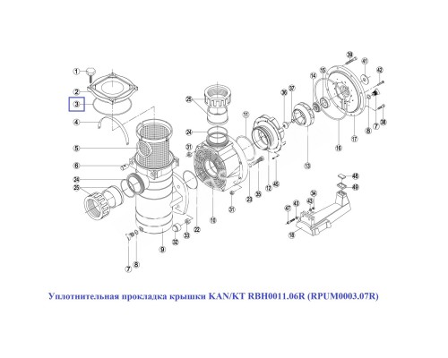 Уплотнительная прокладка крышки насоса Kripsol KAN/KT (RBH0011.06R/RPUM0003.07R)