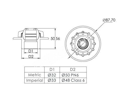 Форсунка стеновая под бетон Aquaviva EM4408 (50 мм) для бассейна