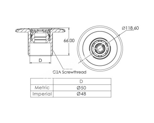 Форсунка стеновая под бетон Aquaviva EM4410 (2") сопло "круг" для бассейна