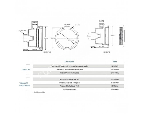 Форсунка гидромассажная Hayward TURBO-JET SP1450TVE для бассейна (50 мм)