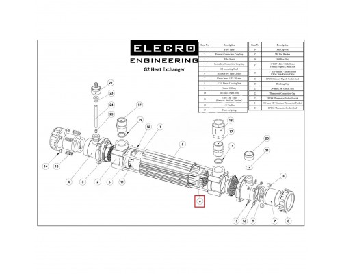 HNBR прокладка теплообменника G2 Elecro SP-HE-GSK (схема п.6) для бассейна