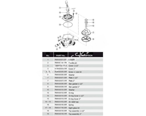 Кран шестиходовой Hayward HCV275E VK6 63.B (2") боковой