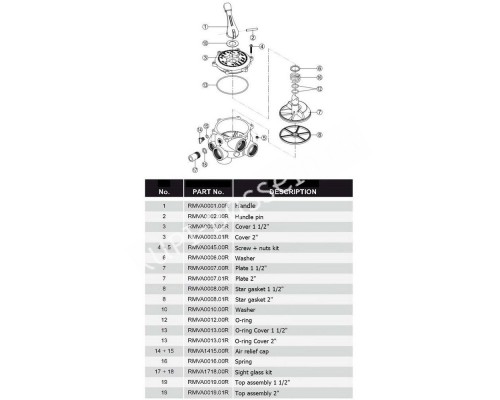 Кран шестиходовой Hayward HCV275E VK6 63.B (2") боковой Кран шестиходовой Hayward HCV275E VK6 63.B (2") боковой