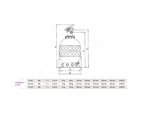 Фильтр Hayward PRO S210TIE (9.5 м3/ч, D500) для бассейна