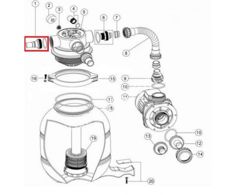 Муфта адаптер Aquaviva для FSP300\FSU (32х38 мм) для бассейна