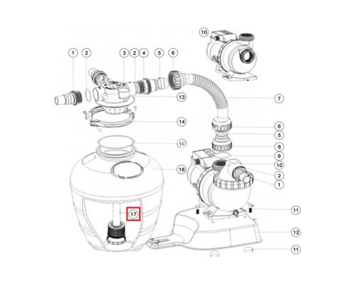 Дюзовая коробка 89033603 в комп-ке с трубой для Aquaviva FSU
