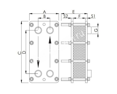 Теплообменник пластинчатый Techno System 140 кВт 316L для бассейна Теплообменник пластинчатый Techno System 140 кВт 316L для бассейна