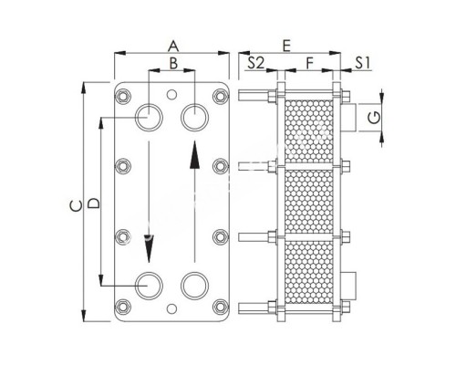 Теплообменник пластинчатый Techno System 242 кВт 316L для бассейна