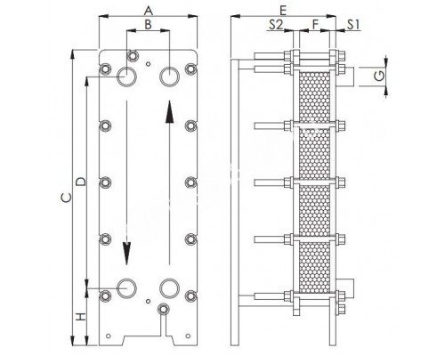 Теплообменник пластинчатый Techno System 819 кВт Titan для бассейна