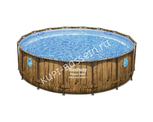 Каркасный бассейн Bestway Steel Дерево 56725 с фильтром и лестницей